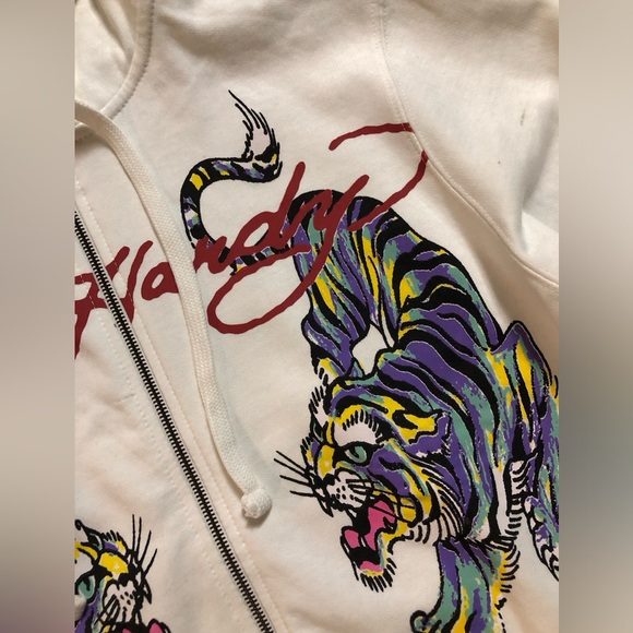 ED HARDY TIGER DRAGON HOODIE (EHM1301-35) COLOR: IVORY (Small Imperfections) - Picture 5 of 5